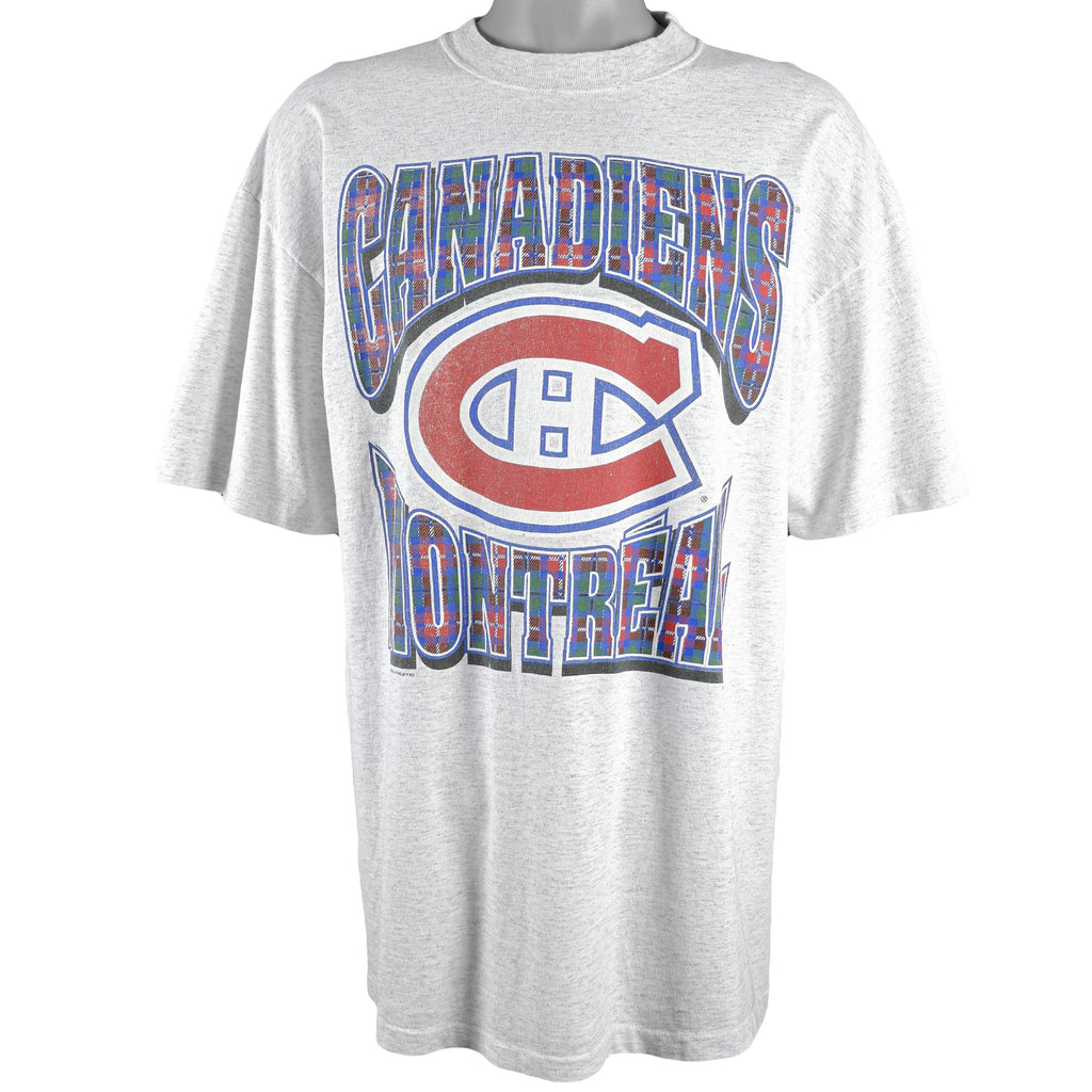 NHL (Bulletin Athletic) - Montreal Canadiens Spell-Out T-Shirt 1990s Large Vintage Retro Hockey