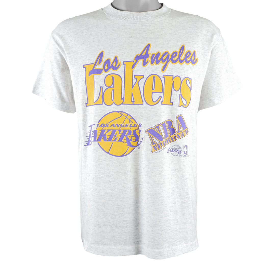 NBA - Los Angeles Lakers Basketball T-Shirt 1991 Large Vintage Retro Basketball