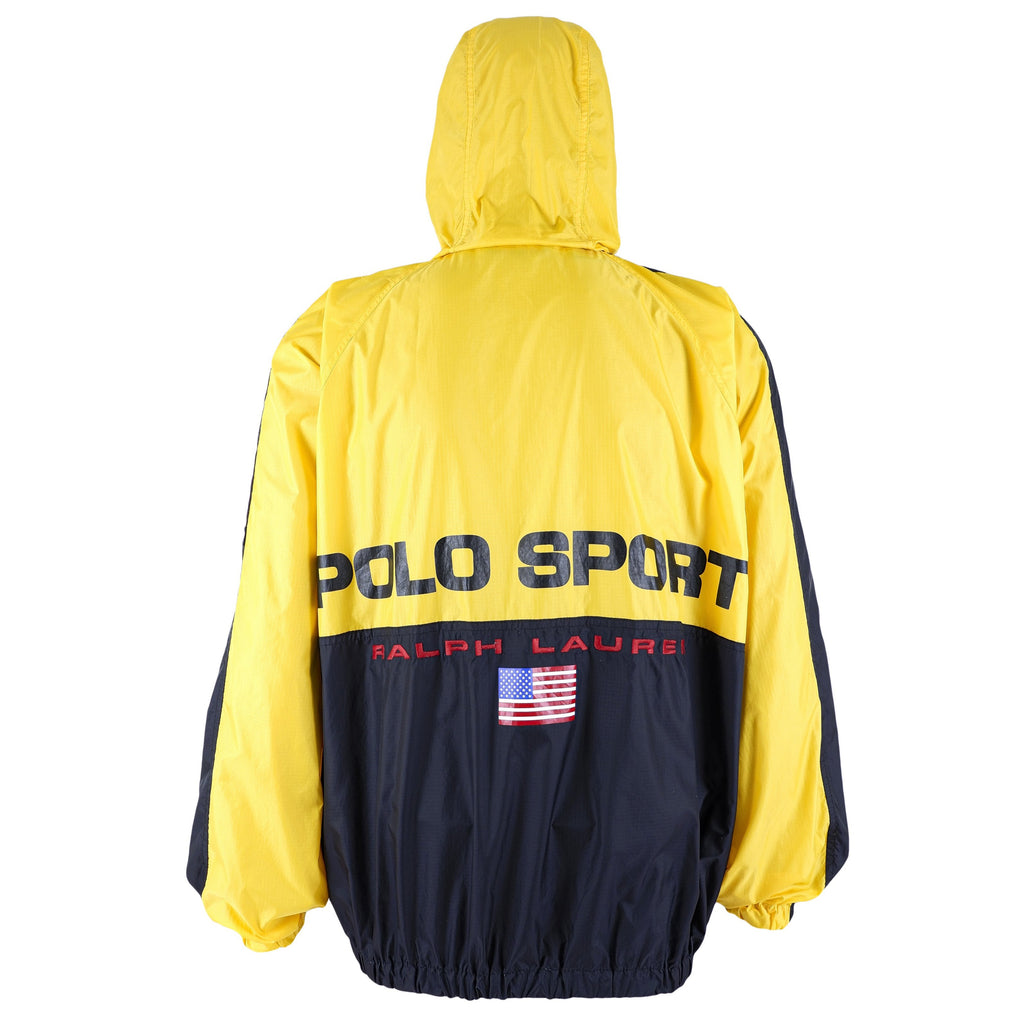 Ralph Lauren (Polo) - Yellow with Blue Spell-Out Jacket Medium Vintage Retro