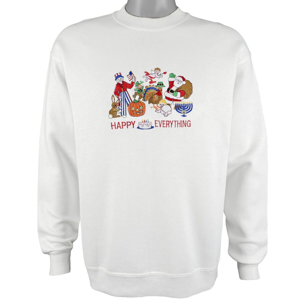 Vintage (Peanut Butter Jelly) - Happy Everything Crew Neck Sweatshirt 1990s Medium Vintage Retro