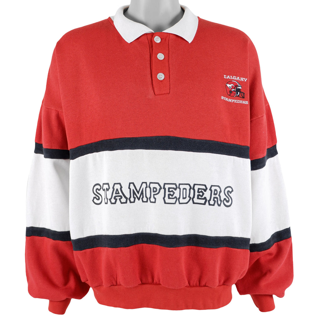 Vintage - Calgary Stampeders 1/4 Button Sweatshirt 1990s X-Large Vintage Retro Football