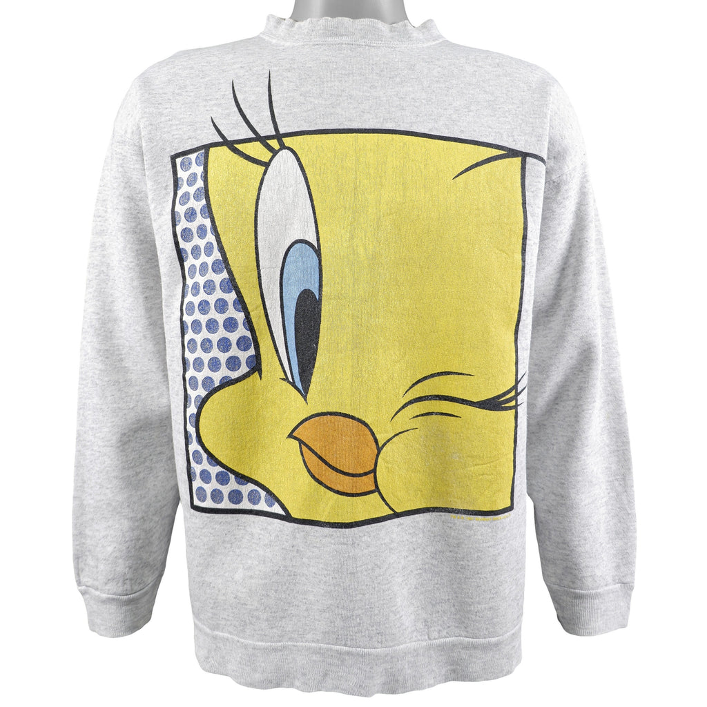 Looney Tunes - Grey Tweety Crew Neck Sweatshirt 1997 Large Vintage Retro