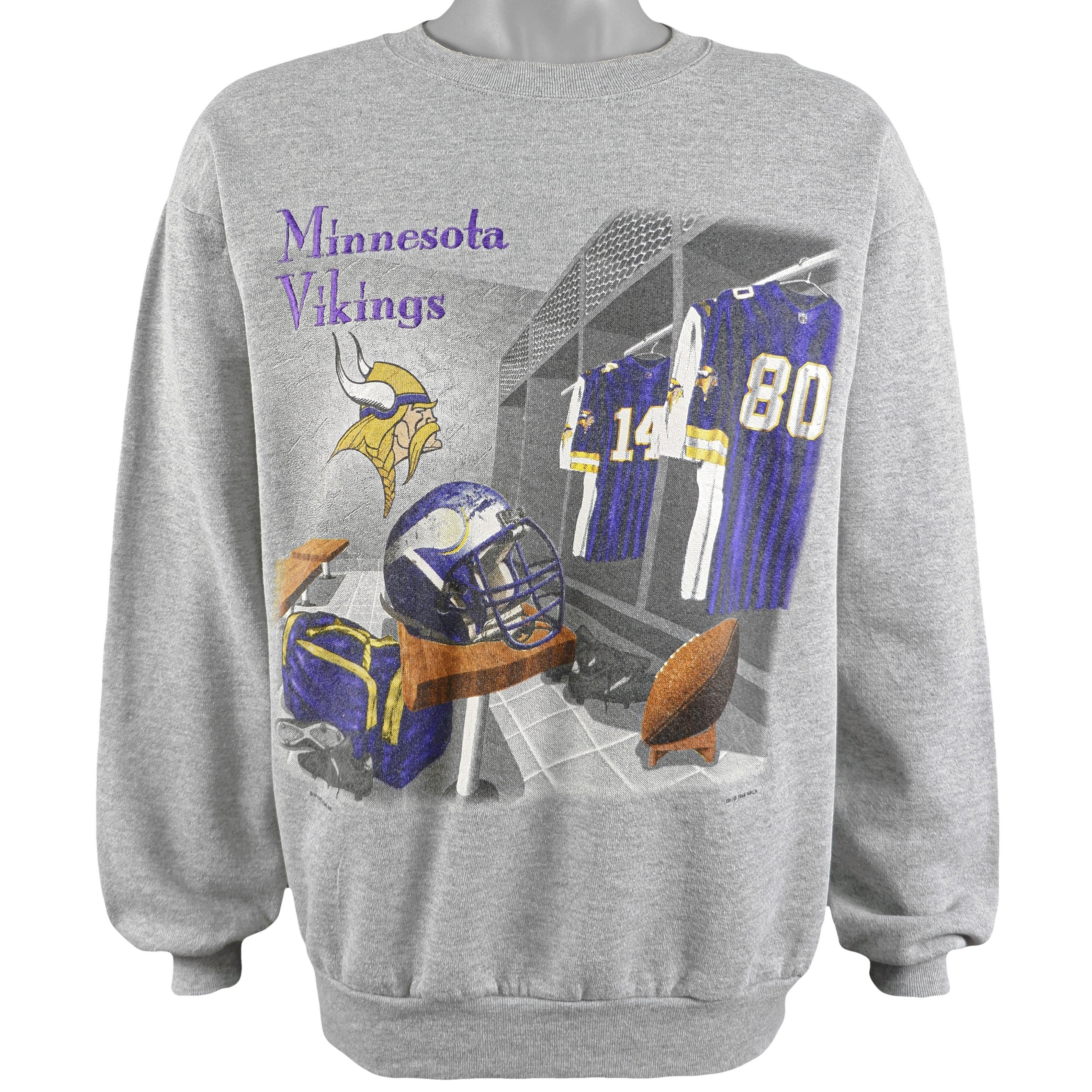 CustomCat Minnesota Vikings Retro NFL Crewneck Sweatshirt Ash / 5XL