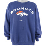 Nike - Denver Broncos Spell-Out Crew Neck Sweatshirt 1990s X-Large Vintage Retro Football