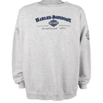 Harley Davidson - Grey Spell-Out Crew Neck Sweatshirt 1990s XX-Large