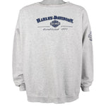 Harley Davidson - Grey Spell-Out Crew Neck Sweatshirt 1990s XX-Large Vintage Retro