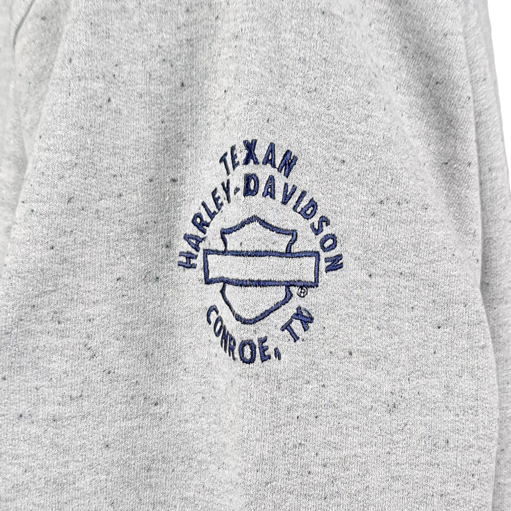 Harley Davidson - Grey Spell-Out Crew Neck Sweatshirt 1990s XX-Large Vintage Retro