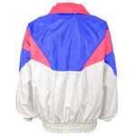 Descente - White & Blue Flashy Pullover Jacket 1990s X-Large Vintage Retro