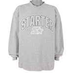 Starter - Grey Big Logo & Spell-Out Sweatshirt 1990s Large