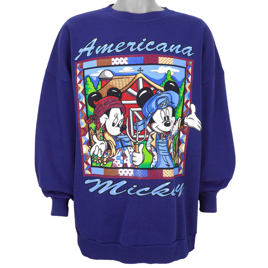 Disney - Americana Mickey Crew Neck Sweatshirt 1990s 3X-Large Vintage Retro