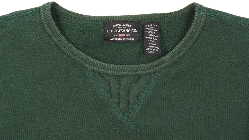 Ralph Lauren (Polo) - Green Spell-Out Crew Neck Sweatshirt 1990s XX-Large Vintage Retro