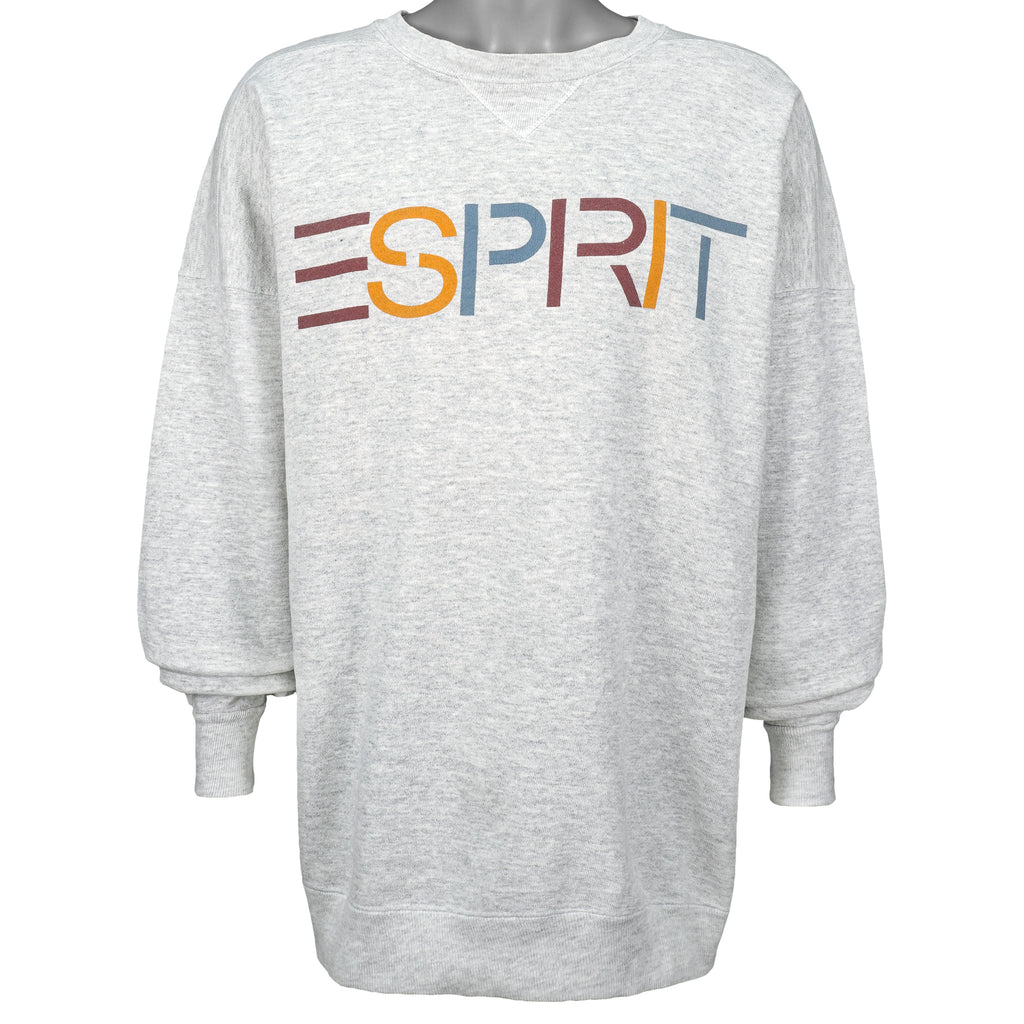 Vintage - Grey ESPRIT Crew Neck Sweatshirt 1990s XX-Large Vintage Retro