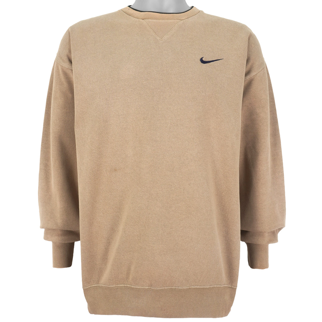 Nike - Brown Classic Crew Neck Sweatshirt 1990s Large Vintage Retro