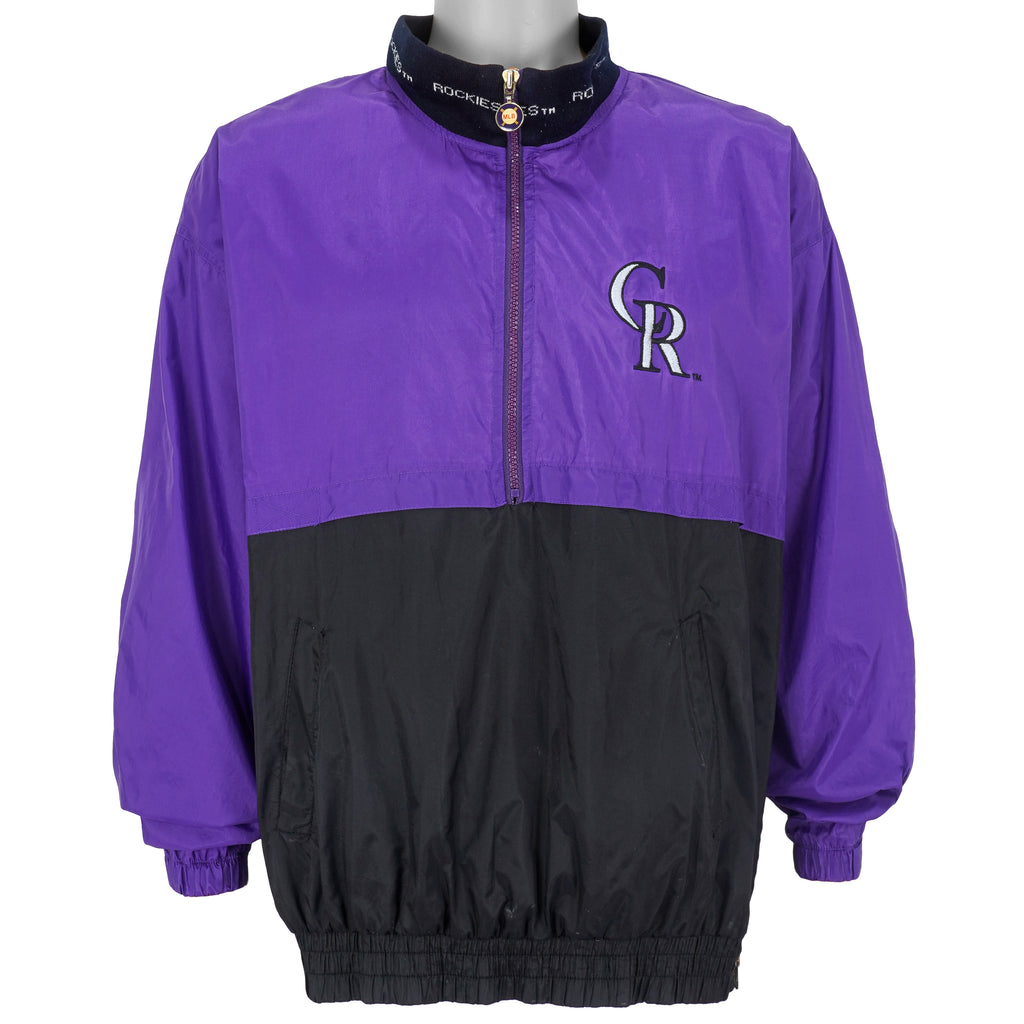 MLB (Genuine Merchandise) - Colorado Rockies Spell-Out 1/2 Zip Jacket 1990s Large Vintage Retro Baseball