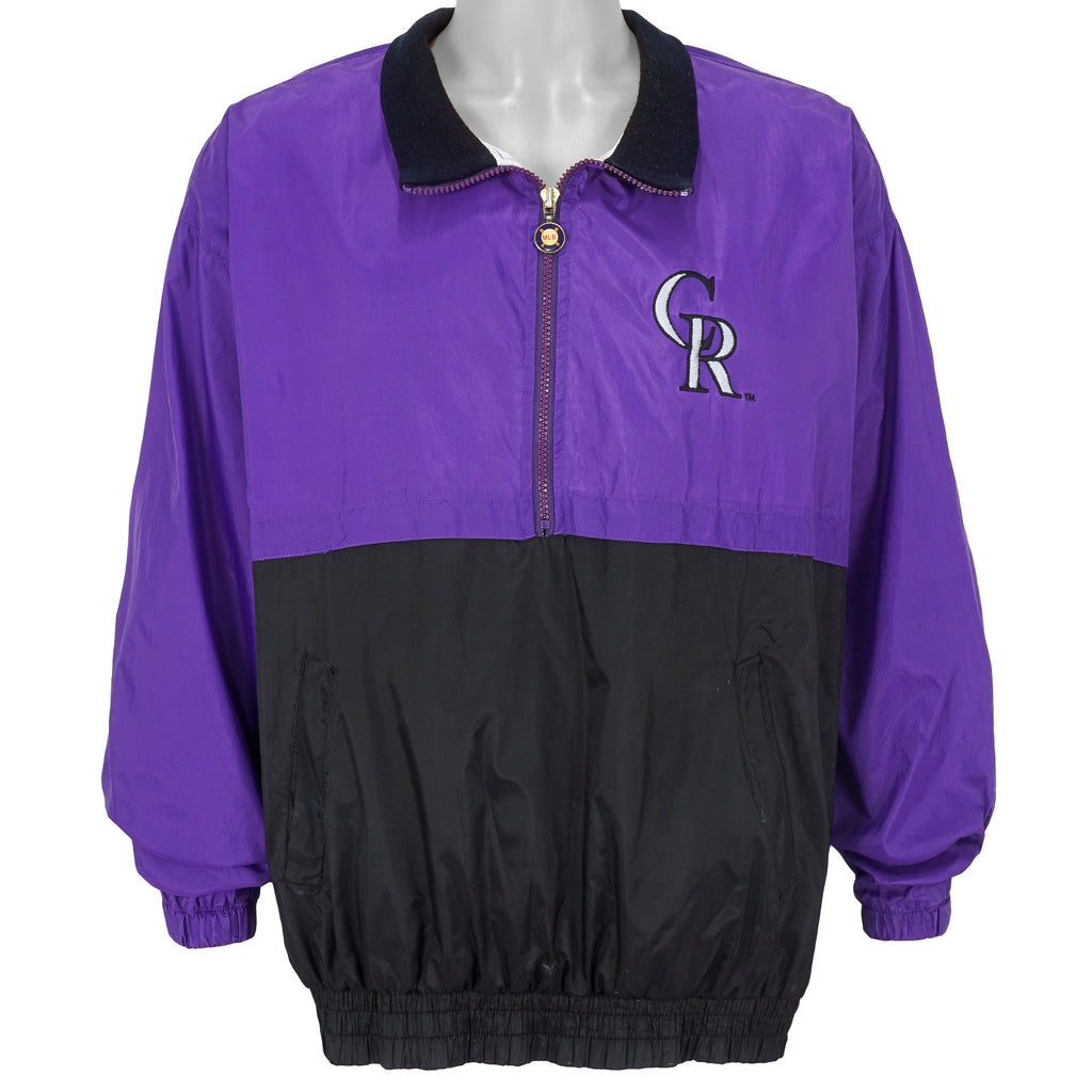 MLB (Genuine Merchandise) - Colorado Rockies Spell-Out 1/2 Zip Jacket 1990s Large Vintage Retro Baseball