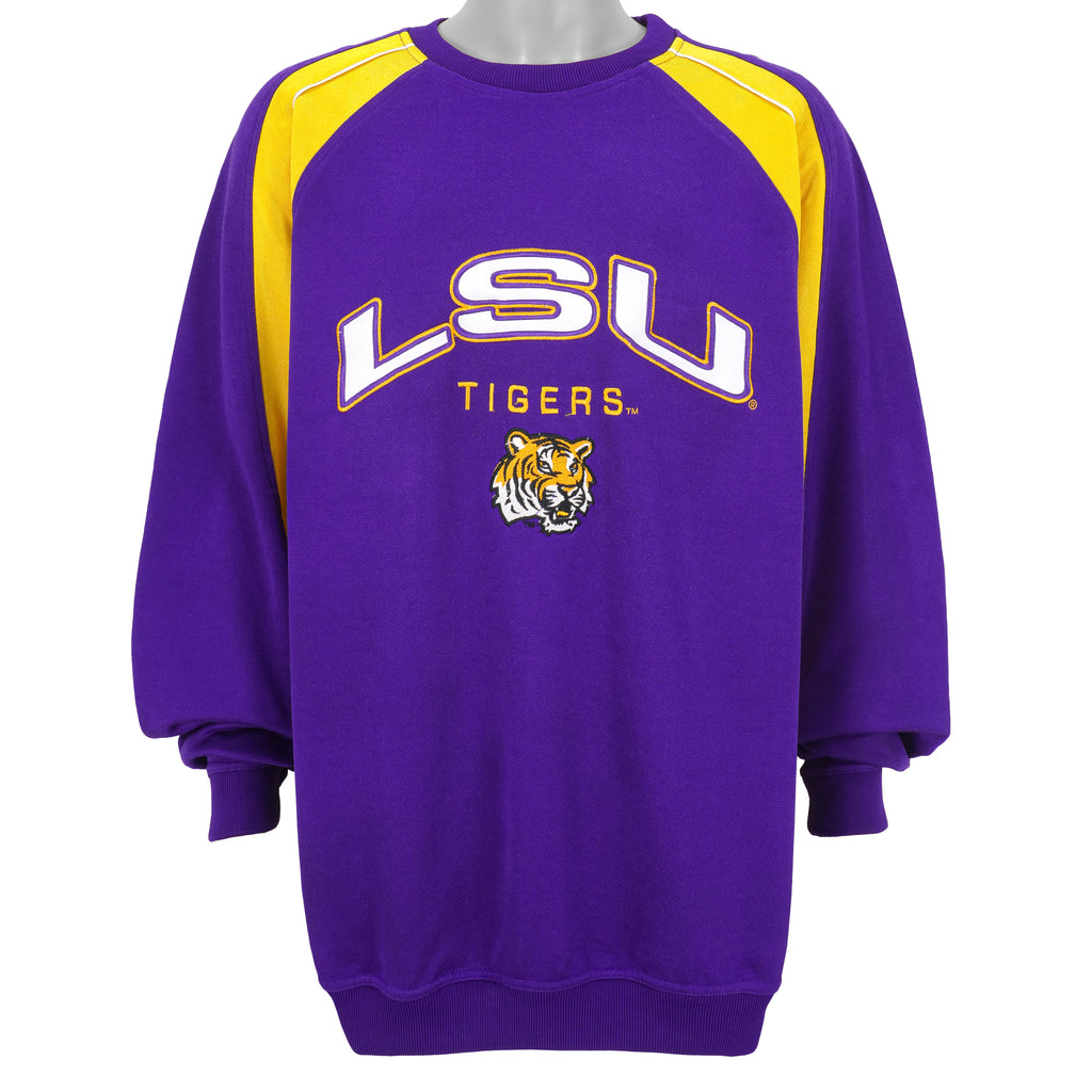 Starter - LSU Tigers Spell-Out Crew Neck Sweatshirt 1990s XX-Large Vintage Retro Football College