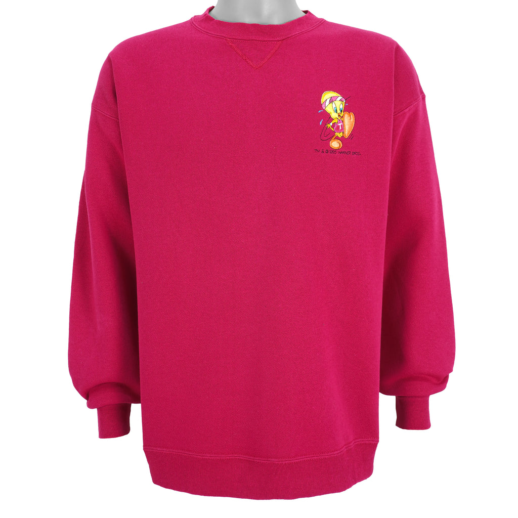 Looney Tunes (Signal Sport) - Tweety Embroidered Crew Neck Sweatshirt 1995 X-Large Vintage Retro