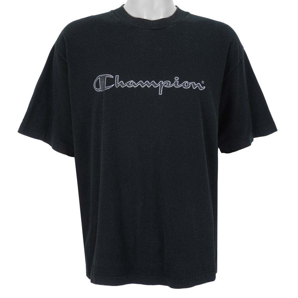 Champion - Black Spell-Out T-Shirt 1990s X-Large Vintage Retro