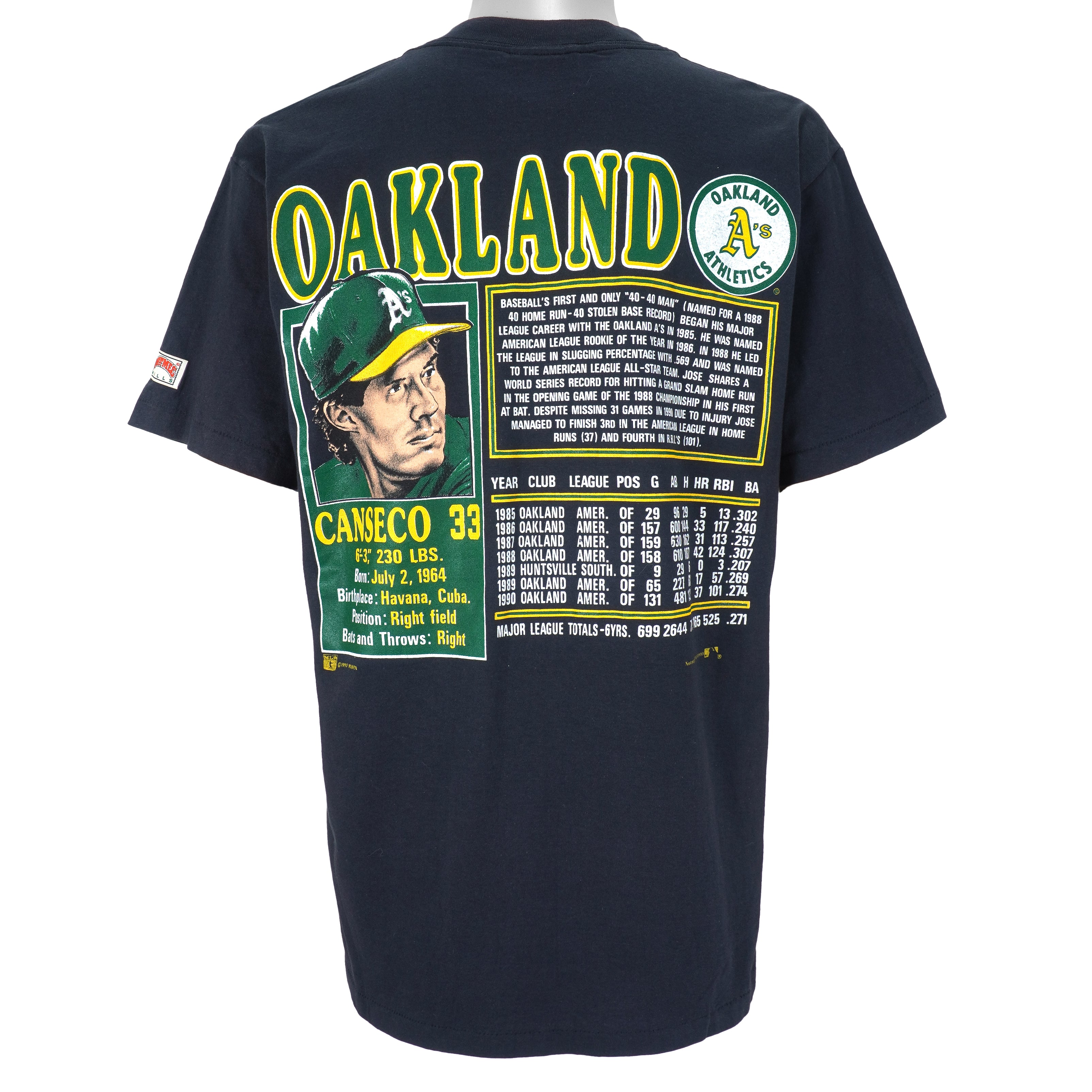 Vintage Oakland A's Hammer Time T-shirt 1990 MLB Baseball Canseco