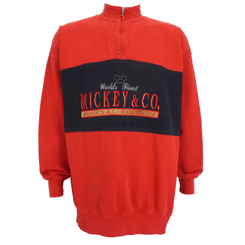 Disney (Mickey & Co.) - Mickey 1/4 Zip Sweatshirt 1990s X-Large Vintage Retro