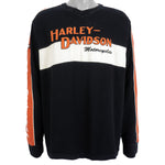 Harley Davidson - Black & Orange Spell-Out Crew Neck Sweatshirt 1990s X-Large Vintage Retro