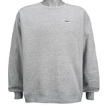 Nike - Grey Classic Embroidered Crew Neck Sweatshirt 1990s X-Large