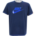 Nike - Blue Big Spell-Out & Logo T-Shirt 1990s X-Large Vintage Retro