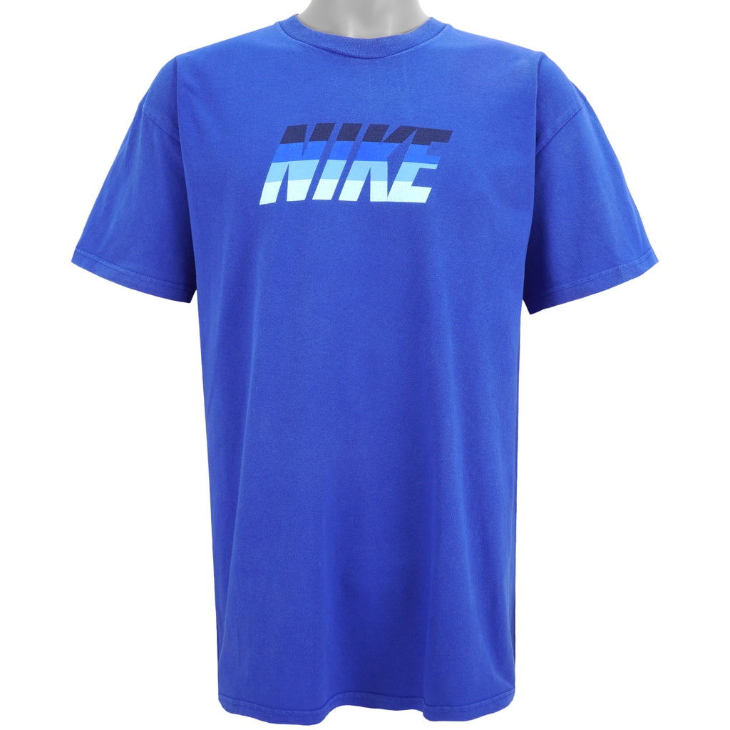 Nike - Blue Big Spell-Out T-Shirt 1990s X-Large Vintage Retro