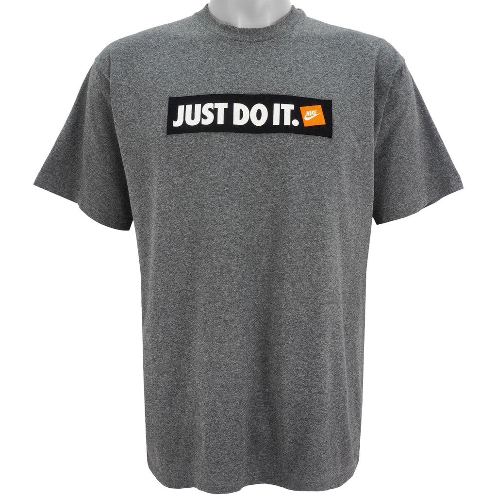 Nike - Grey Just Do It T-Shirt 1990s Medium Vintage Retro