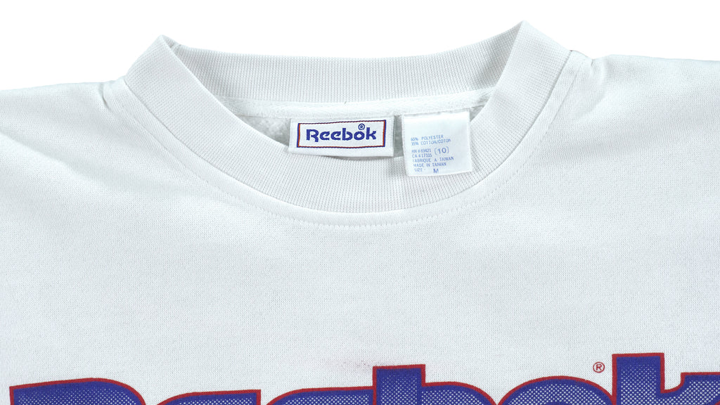 Reebok - White Spell-Out Crew Neck Sweatshirt 1990s Medium Vintage Retro