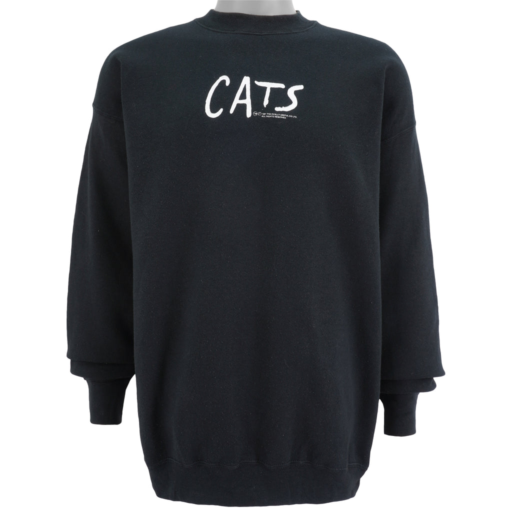 Vintage - Black Cats Crew Neck Sweatshirt 1990s X-Large Vintage Retro