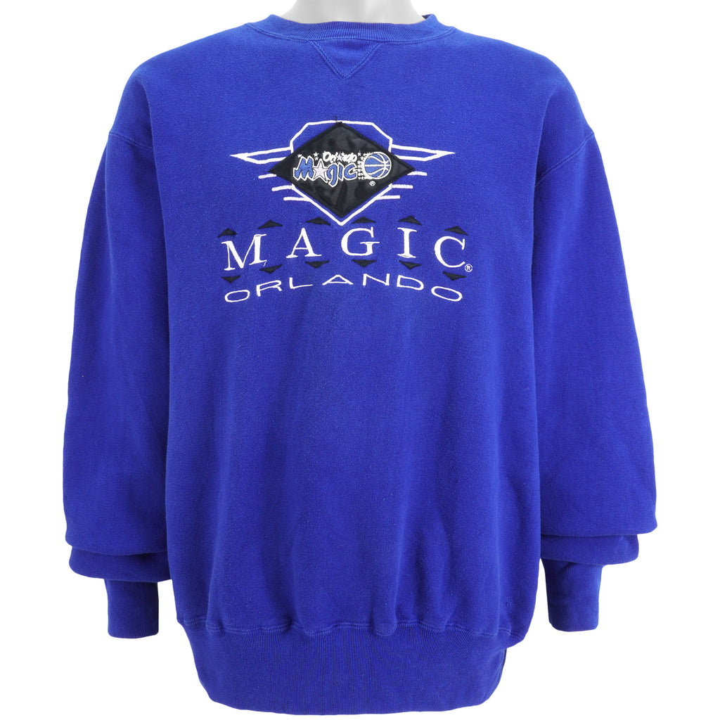 NBA (Logo 7) - Orlando Magic Embroidered Spell-Out Sweatshirt 1990s X-Large Vintage Retro Basketball