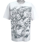 Marvel - White Super Heroes Printed T-Shirt 2000s X-Large