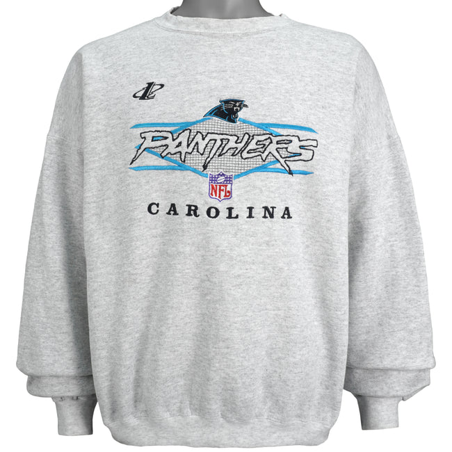 Carolina Panthers SweatShirt Vintage Graphic 90s Large Discolored Hole*  Rare