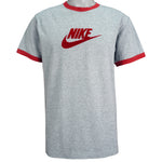 Nike - Grey Big Red Logo T-Shirt 1990s X-Large Vintage Retro 