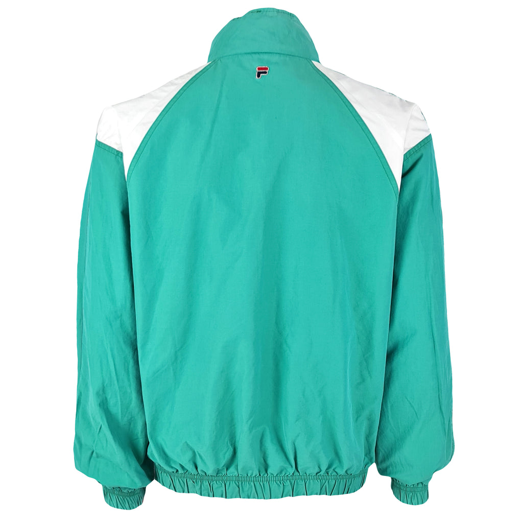 FILA - Green & White Harrington Jacket 1990s Medium Vintage Retro