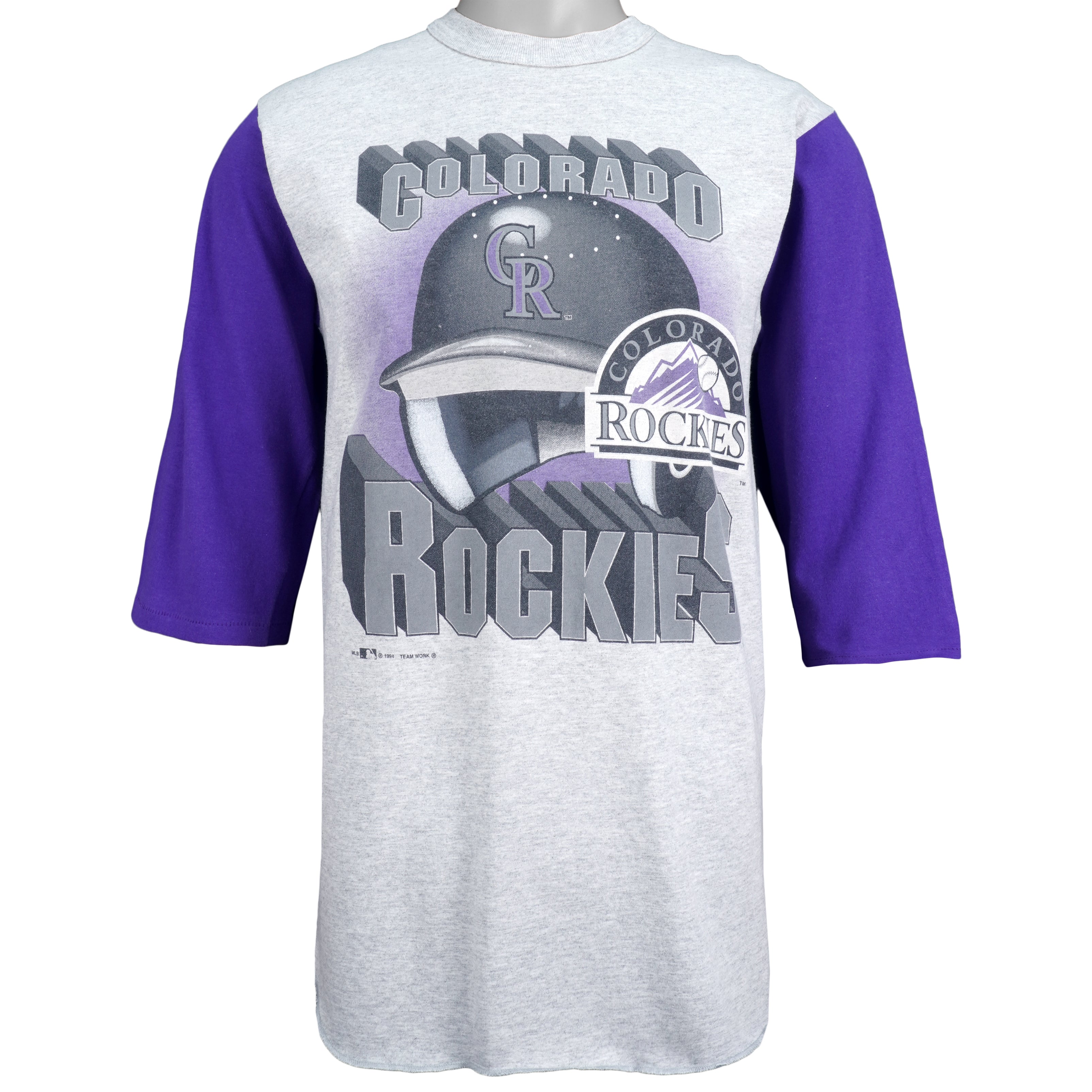 Colorado Rockies Stitches Button-Up Jersey - Black/Purple