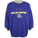 Starter - Blue St. Louis Rams Embroidered V-Neck Sweatshirt 1990s X-Large Vintage Retro Football