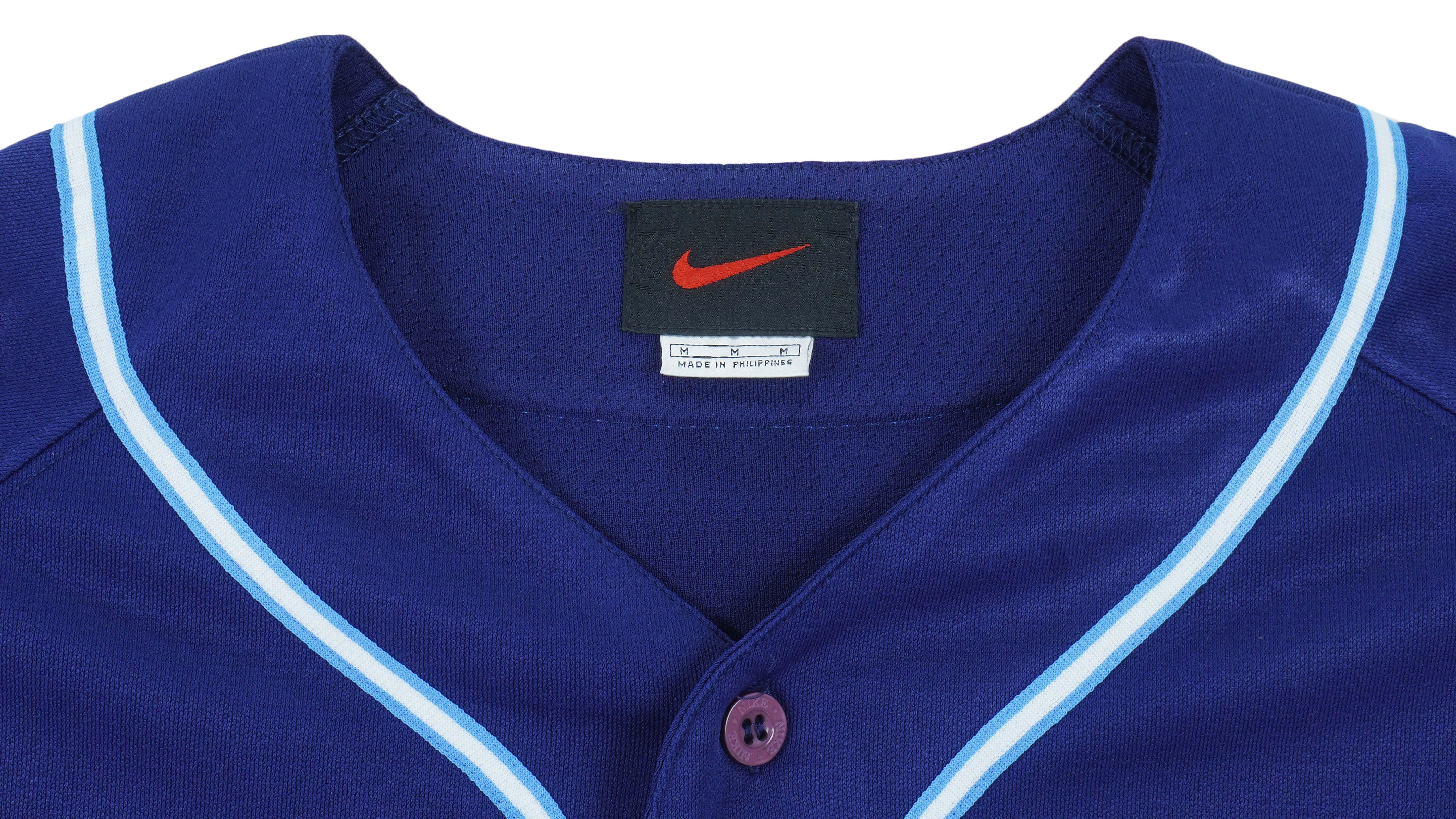 Vintage Nike - Blue Spell-Out Button-Up Jersey 1990s Medium