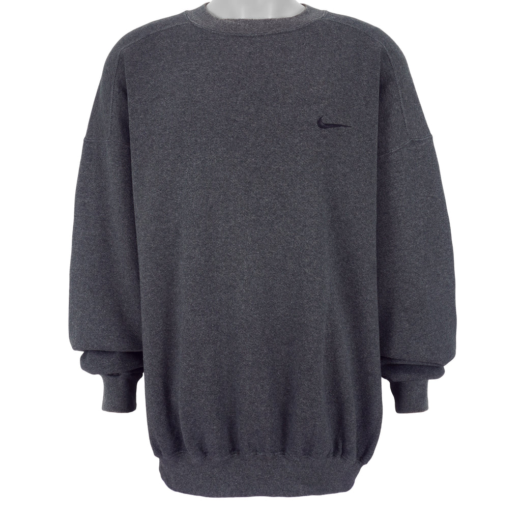 Nike - Dark Grey Classic Logo Crew Neck Sweatshirt 1990s X-Large Vintage Retro