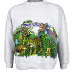 Vintage (Hanes) - Wildlife Rainforest Animal Print Crew Neck Sweatshirt 1990s Medium