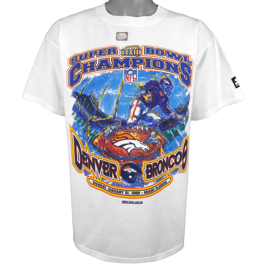 Starter - Super Bowl XXXIII, Denver Broncos Spell-Out Deadstock T-Shirt 1999 Large Vintage Retro Football