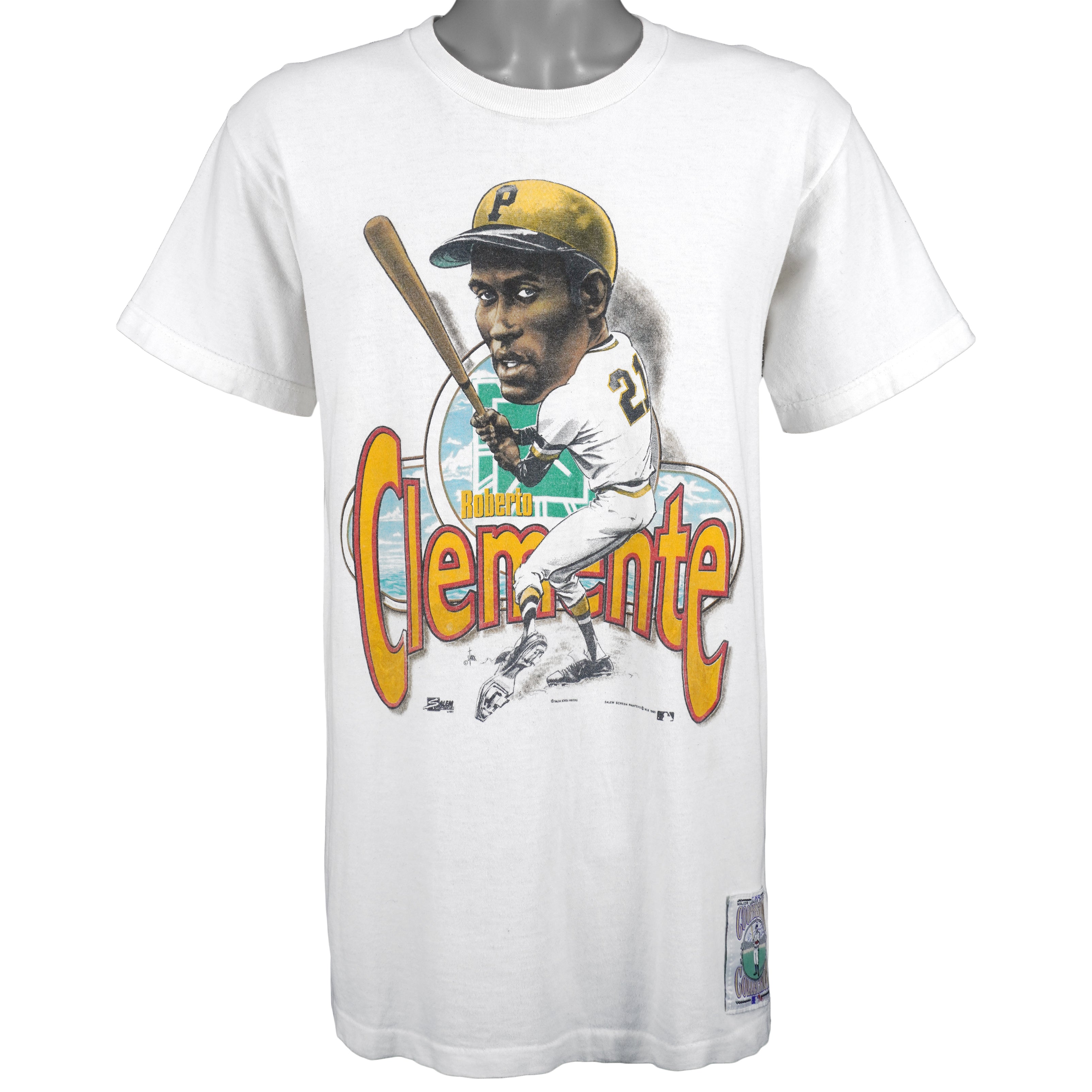 PITTSBURGH PIRATES T Shirt ROBERTO CLEMENTE VINTAGE LARGE NO TAG