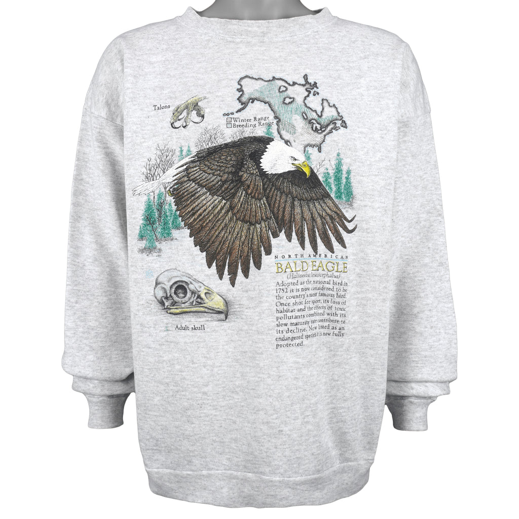 Vintage (Cotton Grove) - Grey Bald Eagle Crew Neck Sweatshirt 1990s X-Large Vintage Retro