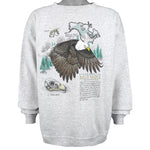 Vintage (Cotton Grove) - Grey Bald Eagle Crew Neck Sweatshirt 1990s X-Large