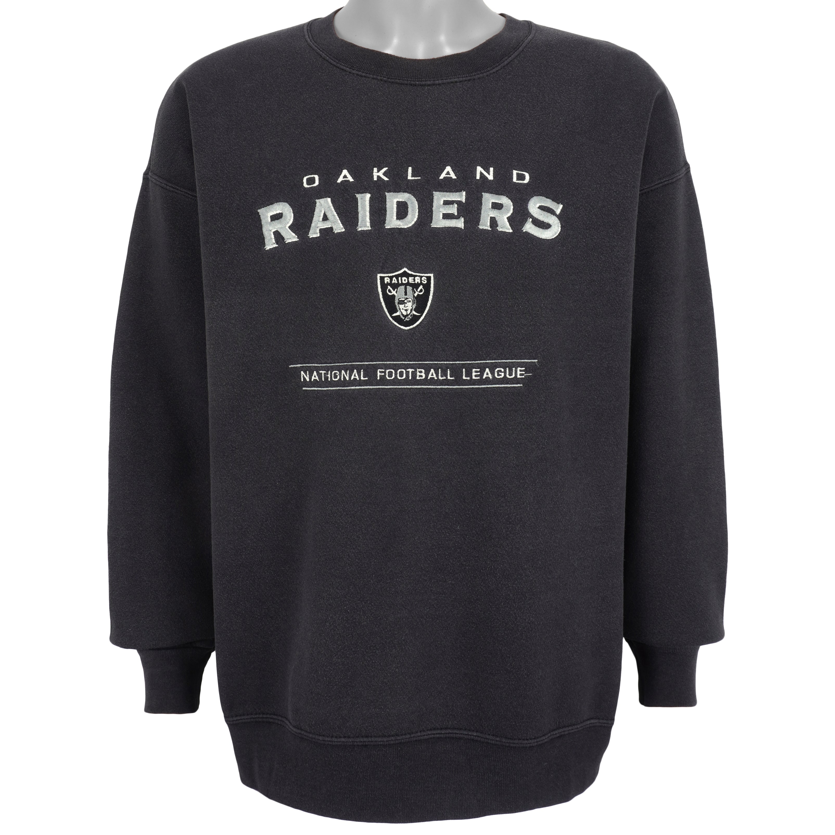 NFL (Lee) - Raiders Football Embroidered Crew Neck Sweatshirt 1990s Large