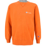 Champion - Orange Classic Crew Neck Sweatshirt 1990s Large