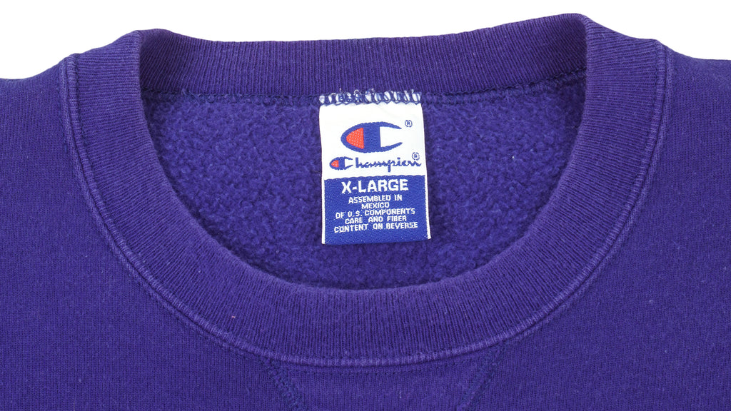 Champion - Blue Embroidered Classic Crew Neck Sweatshirt 1990s X-Large Vintage Retro