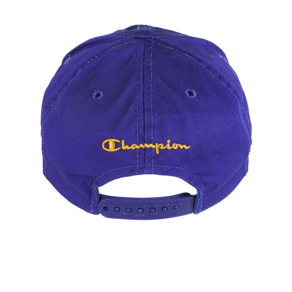 Champion - Blue Spell-Out Snap Back Hat 1990s OSFA Vintage Retro