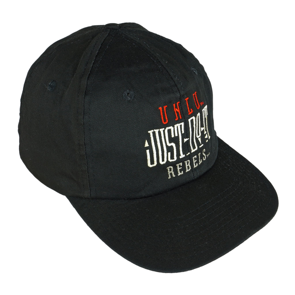 Nike - Black Just Do It Big Logo Snap Back Hat 1990s OSFA Vintage Retro College